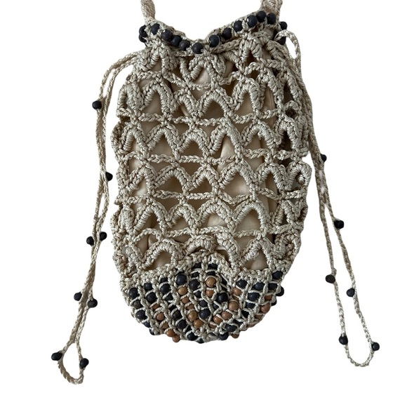 Free People Moonlight Beaded Pouch Purse Crossbody Bag in Cream - Picture 3 of 10